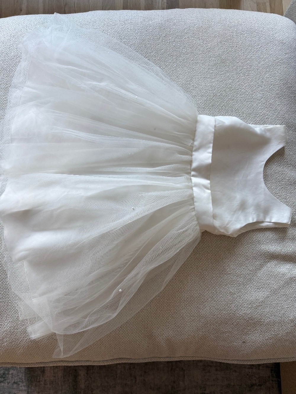 White Satin and Tulle Flower Girl Dress Size 6-7
